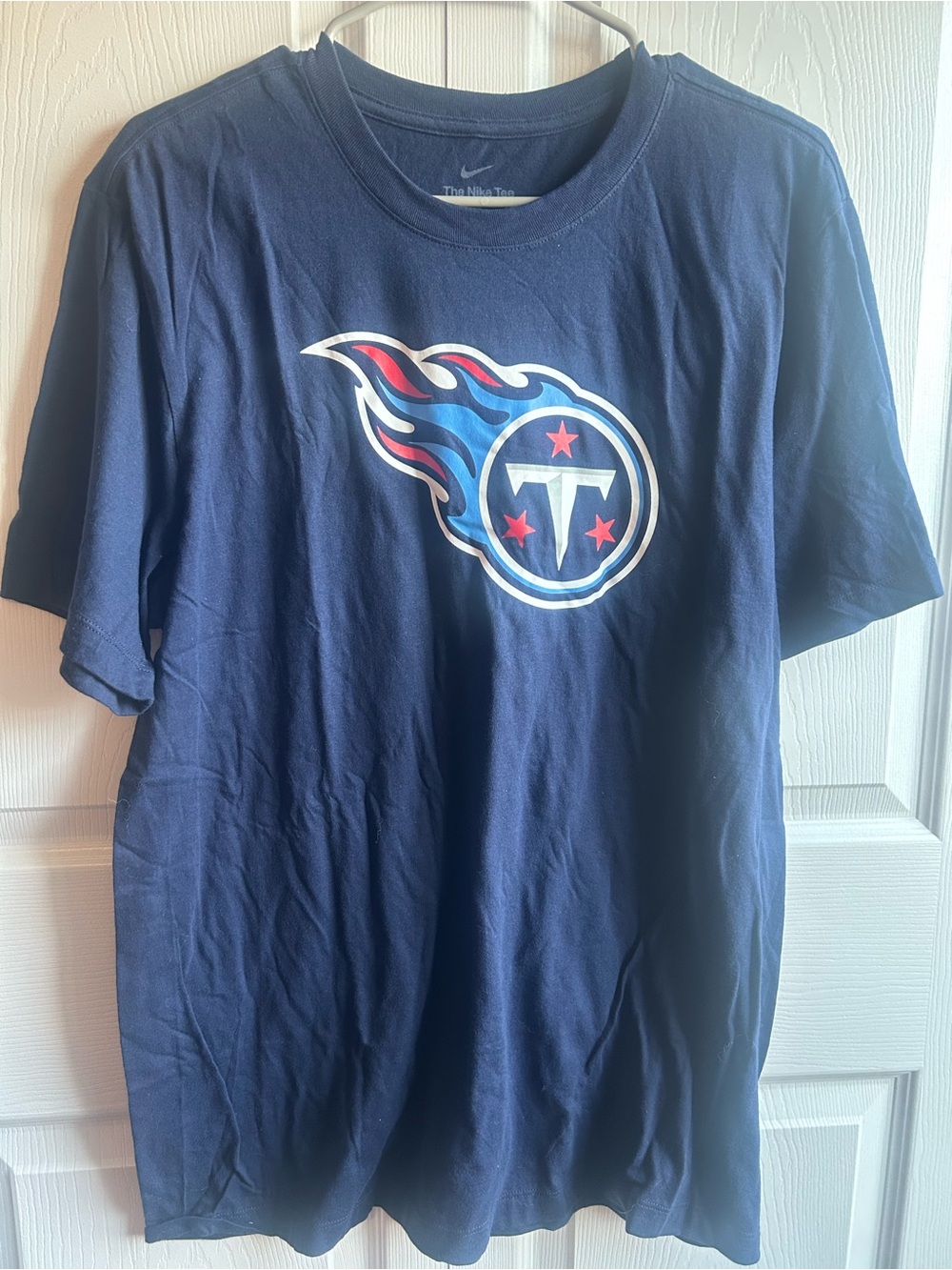 Nike Tennessee Titans Navy Blue T-Shirt Size Large NFL Logo Tee